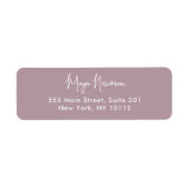 MAUVE ROZE HANDTEKENING MONOGRAM NAAM ETIKET (Voorkant)