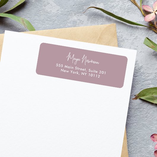 MAUVE ROZE HANDTEKENING MONOGRAM NAAM ETIKET