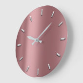 Mauve roze minimale zilverroodbean grote klok (Hoek)