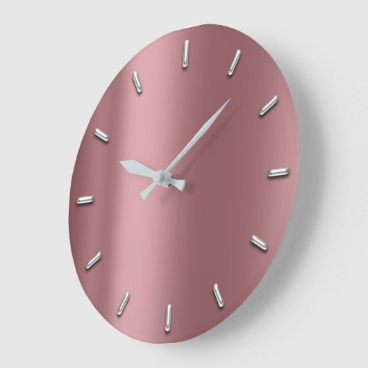 Mauve roze minimale zilverroodbean grote klok (Hoek)