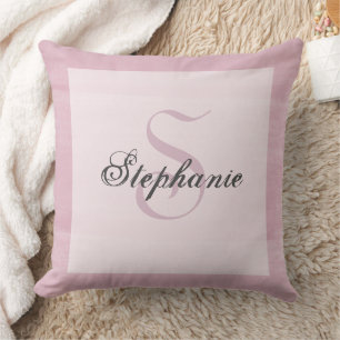 Mauve Roze Moderne Unieke Typografie Monogram Naam Kussen