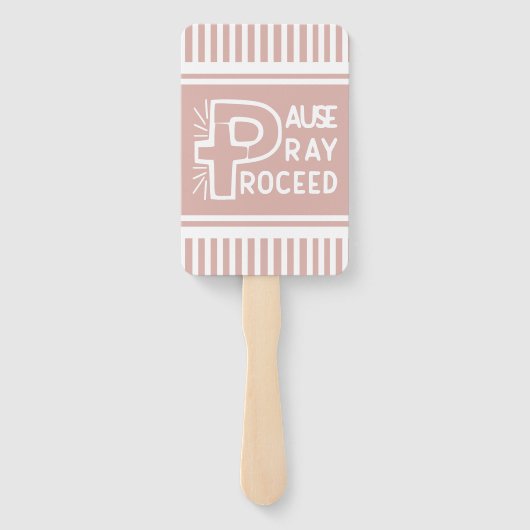 mauve roze pause Pray Proceit Christelijk Handwaaier (Achterkant)
