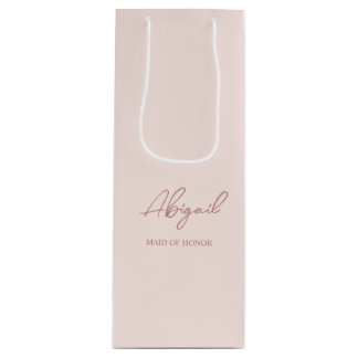 Mauve & Roze Persoonlijke Naam Trouwfeest Wijn Cadeautas