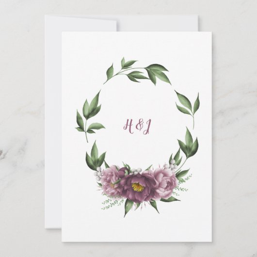 Mauve Roze Pioenrozen Groene Achtergrond Ontvangst Kaart (Achterkant)