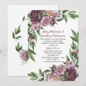 Mauve Roze Pioenrozen Groene Achtergrond Ontvangst Kaart (Voorkant / Achterkant)