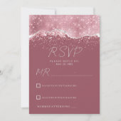 Mauve roze roségoud zilveren glitter RSVP Kaart (Voorkant)