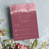 Mauve roze roségoud zilveren glitter RSVP Kaart