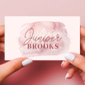 Mauve Roze Sociale Media QR Code Glitter Visitekaartje