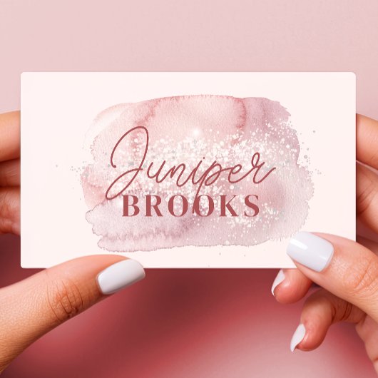 Mauve Roze Sociale Media QR Code Glitter Visitekaartje