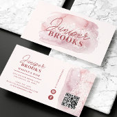 Mauve Roze Sociale Media QR Code Glitter Visitekaartje