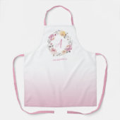 Mauve roze waterverf floral custom monogram schort (Voorkant)