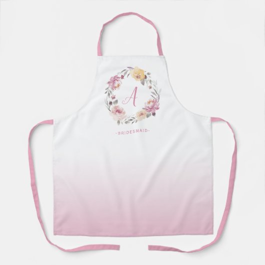 Mauve roze waterverf floral custom monogram schort (Voorkant)