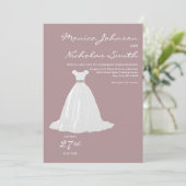 Mauve roze wit kant trouwjurk chique bruiloft kaart (Staand voorkant)