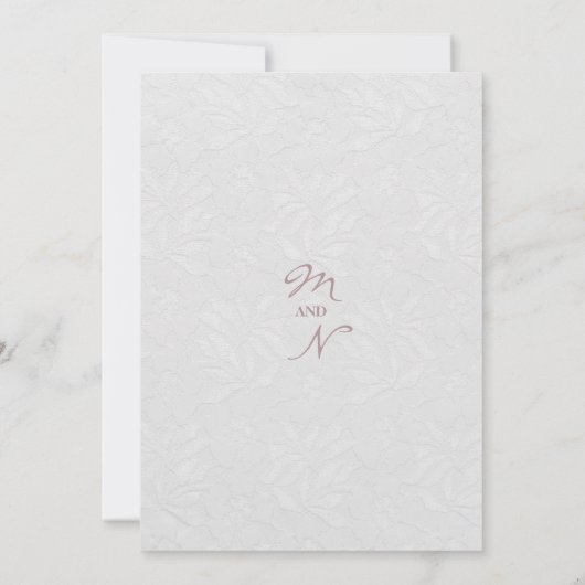 Mauve roze wit kant trouwjurk chique bruiloft kaart (Achterkant)