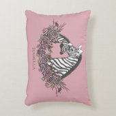 Mauve Roze Zebra Handgetekend Accent Kussen (Voorkant(Verticaal))