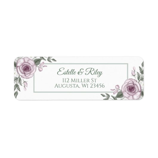 Mauve Rozen Elegant Floral Etiket (Voorkant)