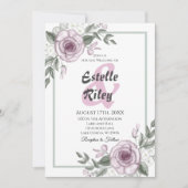 Mauve Rozen Elegant Floral Wedding Kaart (Voorkant)