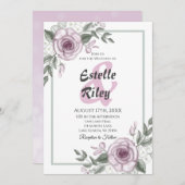 Mauve Rozen Elegant Floral Wedding Kaart (Voorkant / Achterkant)