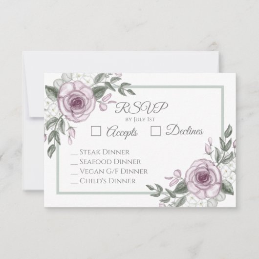 Mauve Rozen Elegant Floral Wedding RSVP (Voorkant)