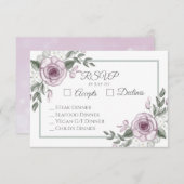 Mauve Rozen Elegant Floral Wedding RSVP (Voorkant / Achterkant)