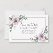 Mauve Rozen Elegant Floral Wedding Save the Date RSVP Kaartje (Voorkant)