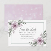 Mauve Rozen Elegant Floral Wedding Save the Date RSVP Kaartje (Voorkant / Achterkant)