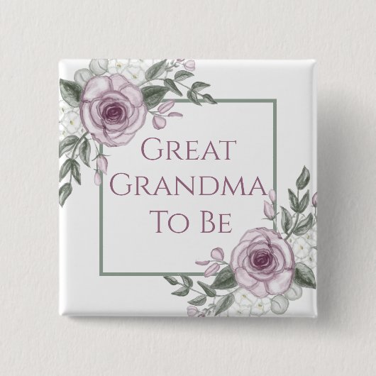 Mauve Rozen, grote oma om te zijn, Baby shower Vierkante Button 5,1 Cm (Voorkant)