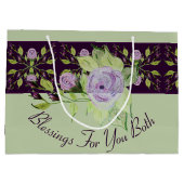 Mauve Rozen met groen Groot Cadeauzakje (Achterkant)