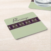 Mauve Rozen met Paarse Kartonnen Onderzetters (Schuin)