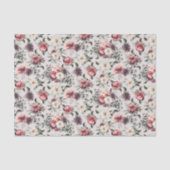Mauve Rozen Paarse Peonies Modern Weefselpapier Tissuepapier (Voorkant)