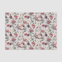 Mauve Rozen Paarse Peonies Modern Weefselpapier
