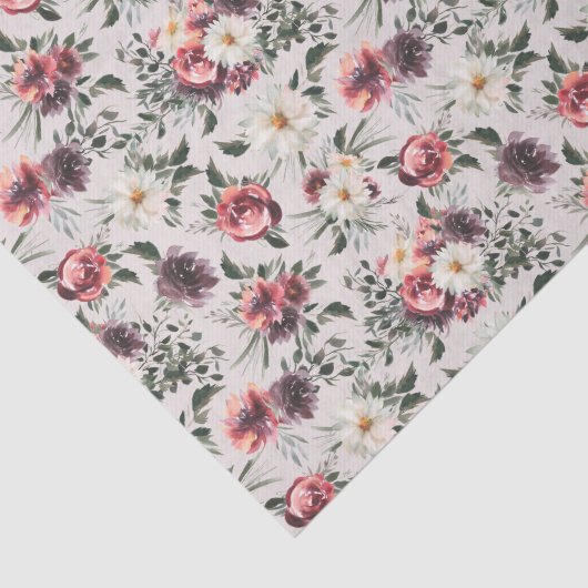 Mauve Rozen Paarse Peonies Modern Weefselpapier Tissuepapier (Detail)