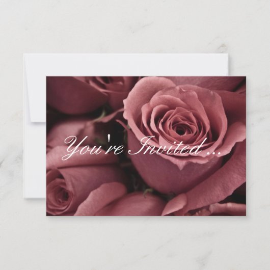 Mauve Rozen Wedding Invitations Kaart (Voorkant)