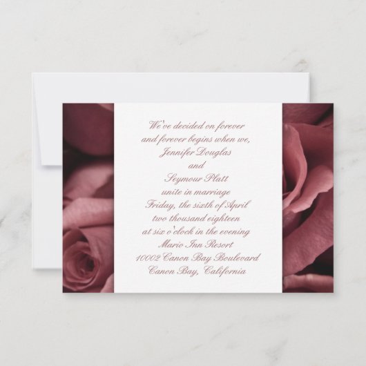 Mauve Rozen Wedding Invitations Kaart (Achterkant)