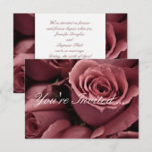 Mauve Rozen Wedding Invitations Kaart (Voorkant / Achterkant)