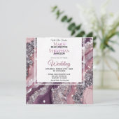 *~* MAUVE RSVP QR Zilveren AGAAT AR66 Bruiloft Kaart (Staand voorkant)