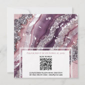 *~* MAUVE RSVP QR Zilveren AGAAT AR66 Bruiloft Kaart (Achterkant)