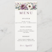 Mauve & Sage Bloemen Bruiloft Menu (Voorkant)