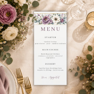 Mauve & Sage Bloemen Bruiloft Menu