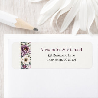 Mauve & Sage Bloemen Huwelijk Retouradres Label