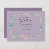 Mauve Sage Botanical Leaves RSVP Budget Weduwen (Voorkant / Achterkant)