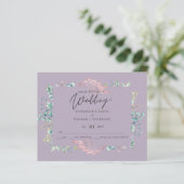 Mauve Sage Botanical Leaves RSVP Budget Weduwen (Staand voorkant)