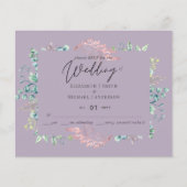 Mauve Sage Botanical Leaves RSVP Budget Weduwen (Voorkant)