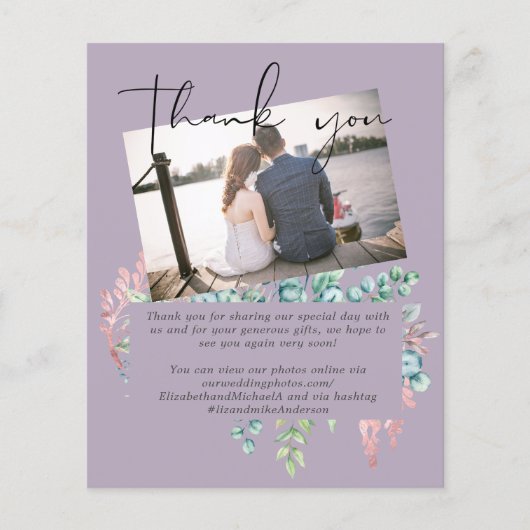 Mauve Sage Leaves PHOTO Wedding DANK JE (Voorkant)