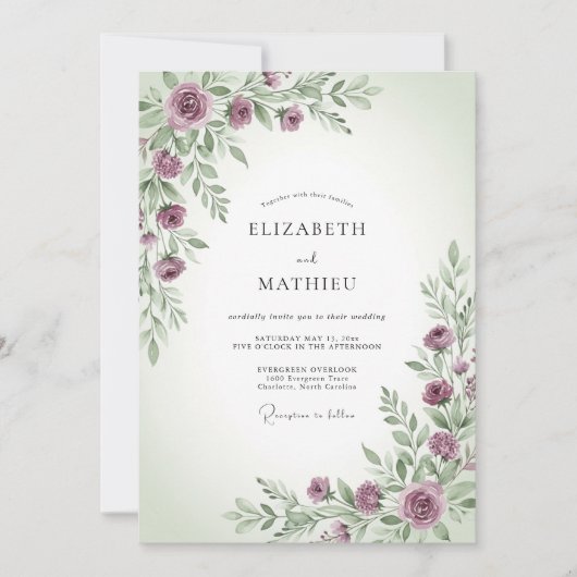 Mauve Sage Tranquil Spring Wedding Kaart (Voorkant)