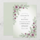 Mauve Sage Tranquil Spring Wedding Kaart (Voorkant / Achterkant)