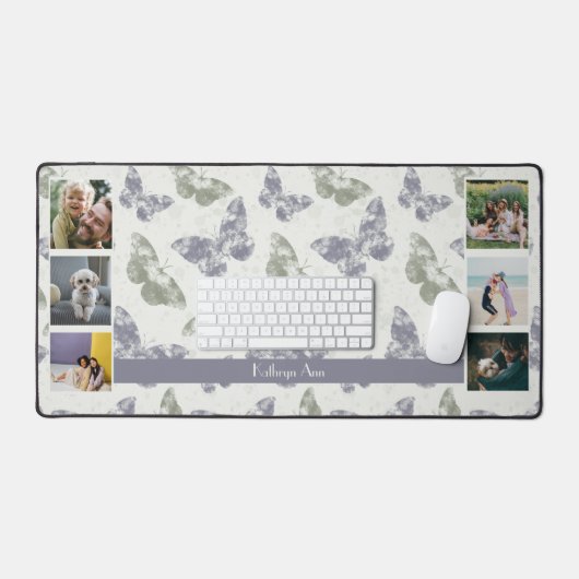 Mauve & Sage Vlinders Fotocollage Bureaumat (Keyboard & Muis)