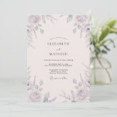 Mauve Salie Bruiloft Kaart (Staand voorkant)