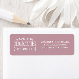 Mauve Save the Date Wedding Return Adres Etiket