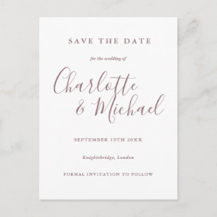 Mauve Script Trouw Save the Date Briefkaart